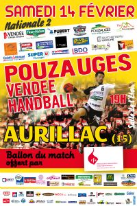 N2M handball Pouzauges reçoit Aurillac (15). Le samedi 14 février 2015 à Pouzauges. Vendee.  19H00